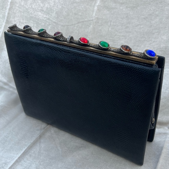 Vintage 1960s Black Leather Clutch